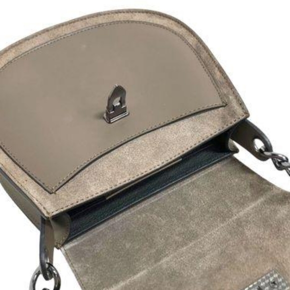 Cheval Firenze Rounded Bottom Italian Leather/Suede Saddle Crossbody/Beige - Picture 6 of 10